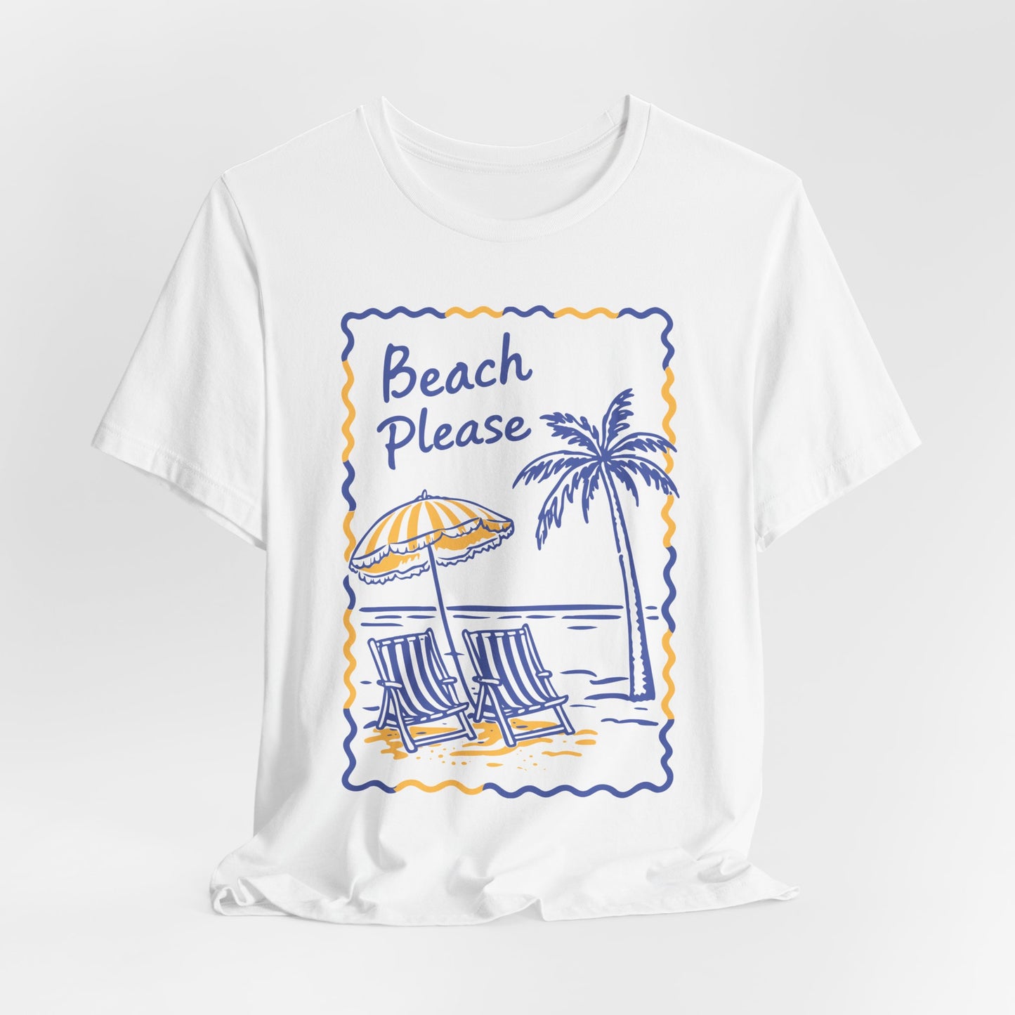 Beach Please T‑Shirt — Retro Palm Tree & Beach Chair Summer Tee