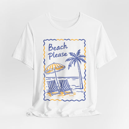 Beach Please T‑Shirt — Retro Palm Tree & Beach Chair Summer Tee