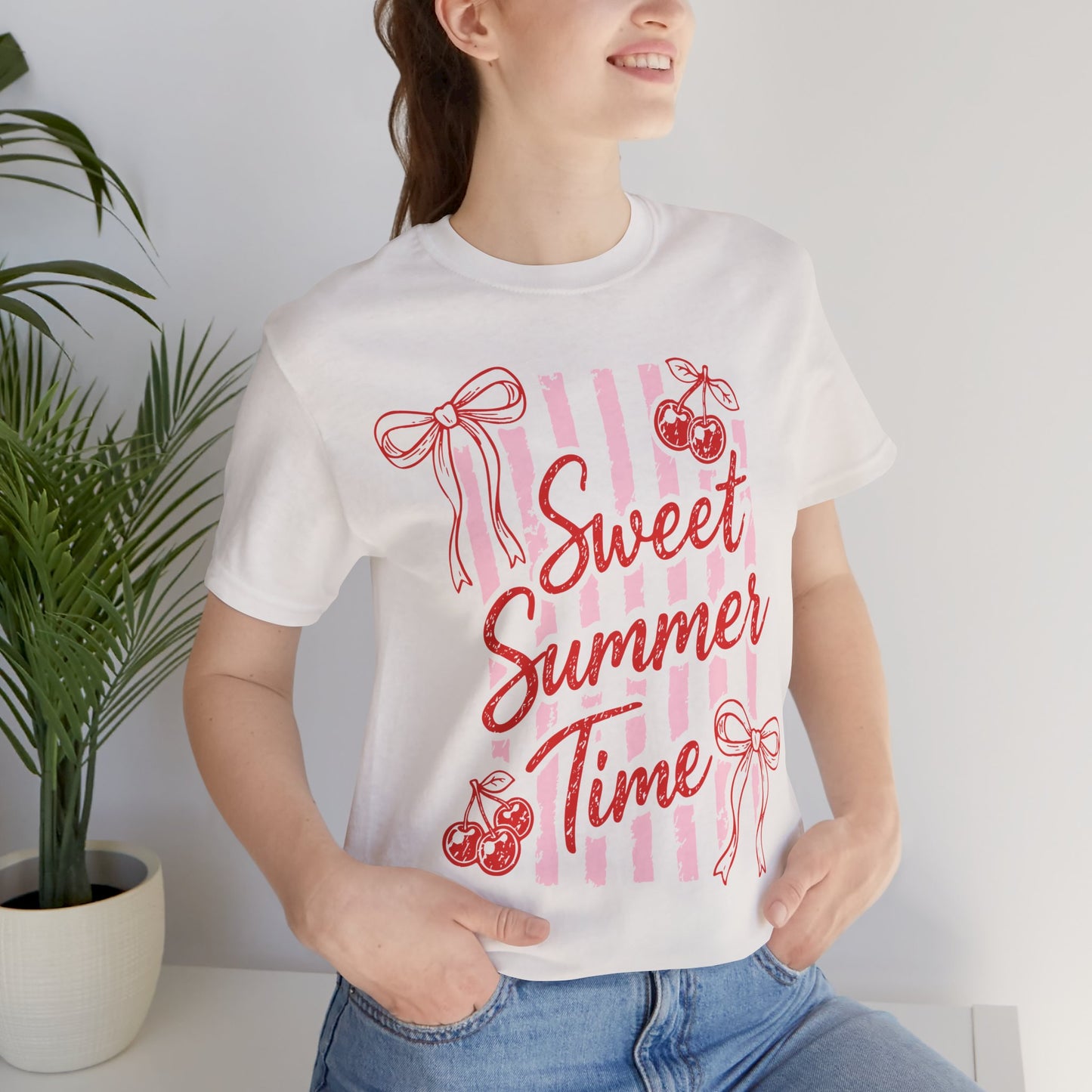Sweet Summer Time Tee — Pink Cherry & Bow Graphic T-Shirt