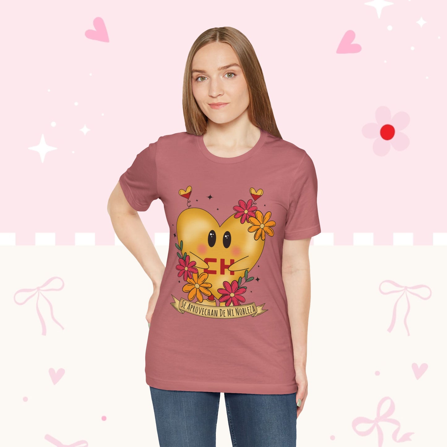 Heart Emoji Floral Tee — "Se Aprovechan de Mi Nobleza" Cute Spanish Pride T-Shirt