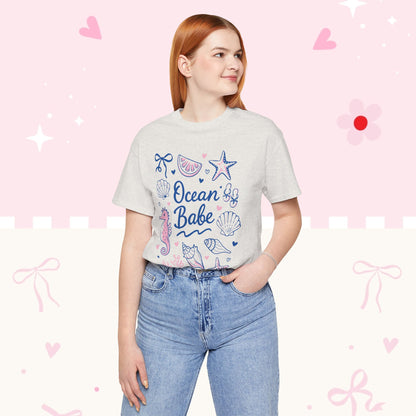 Ocean Babe T-Shirt — Cute Seashell & Seahorse Graphic Tee
