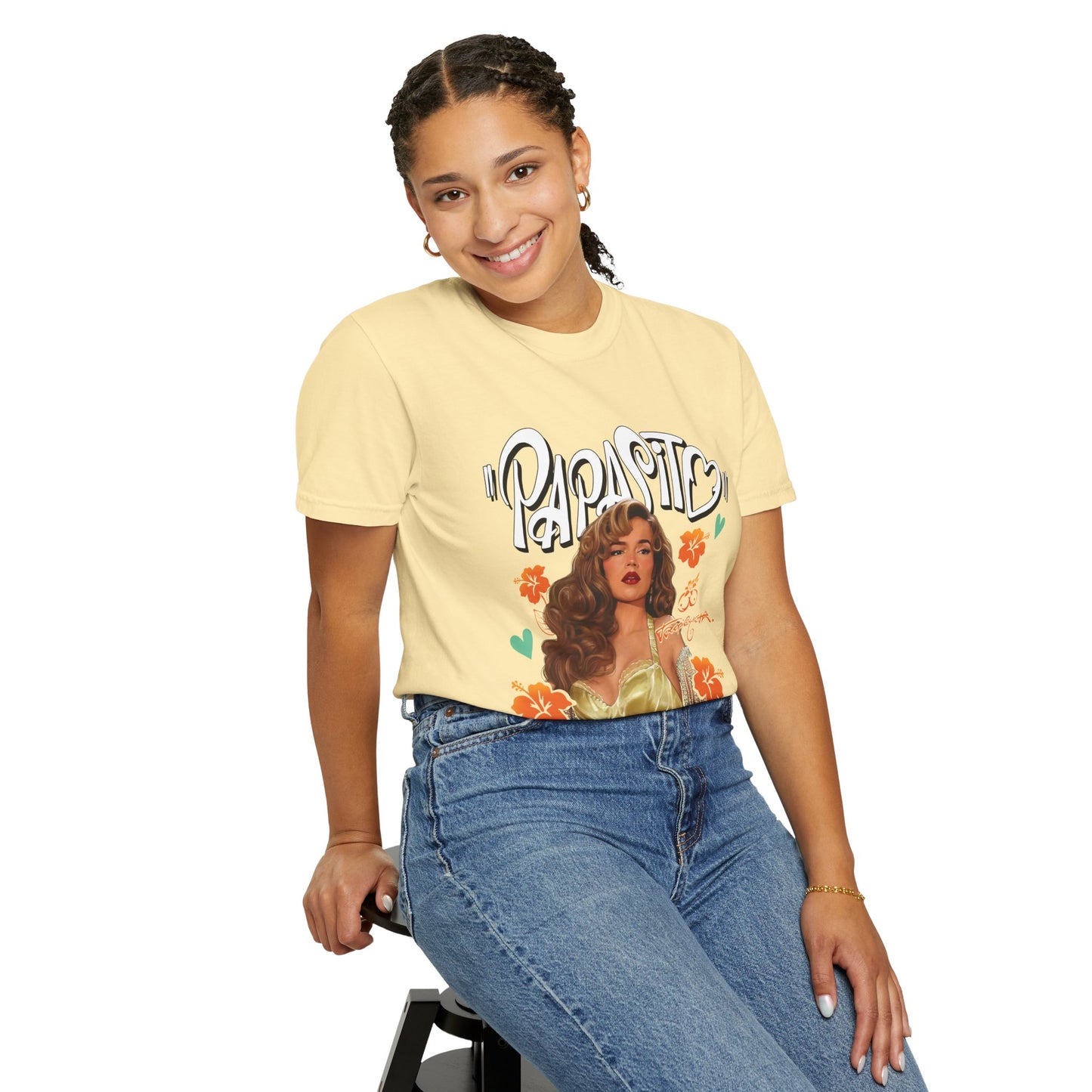 Graphic T-Shirt — "Papasito" Retro Beach Babe Tee with KG Script