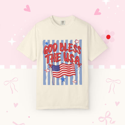 God Bless The USA Patriotic T-Shirt — American Flag 4th of July Tee