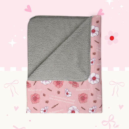 Floral Pink Fleece Sherpa Blanket — Cozy Rose Pattern Throw for Girls & Teens