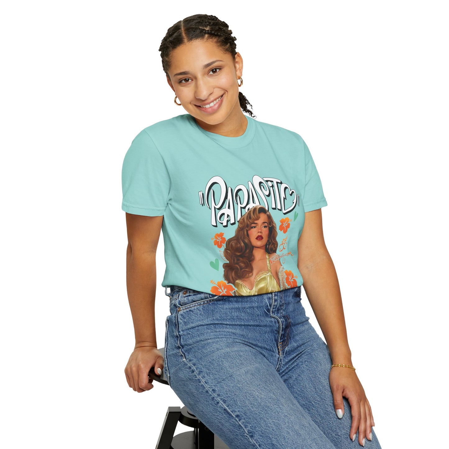 Graphic T-Shirt — "Papasito" Retro Beach Babe Tee with KG Script
