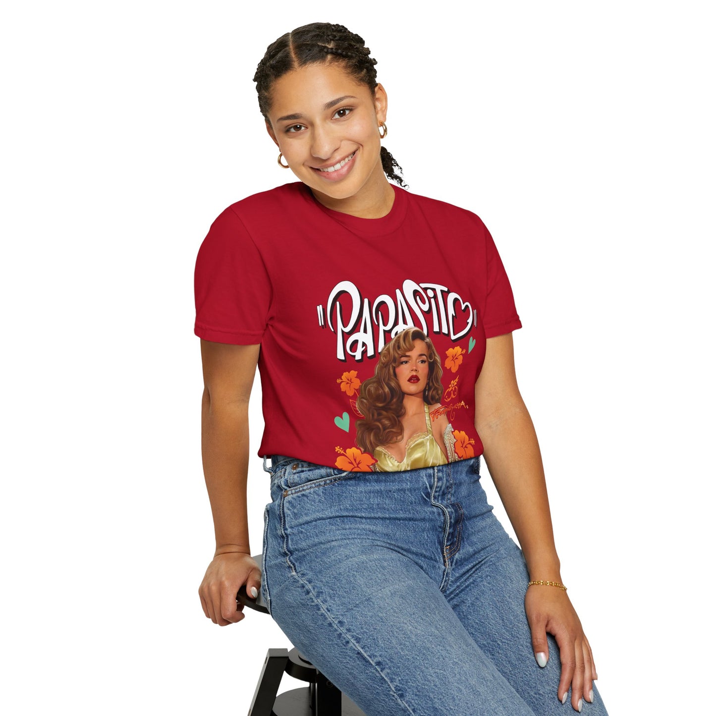 Graphic T-Shirt — "Papasito" Retro Beach Babe Tee with KG Script