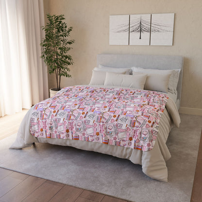 Fleece Sherpa Blanket — Cozy Bookie Girl Pattern