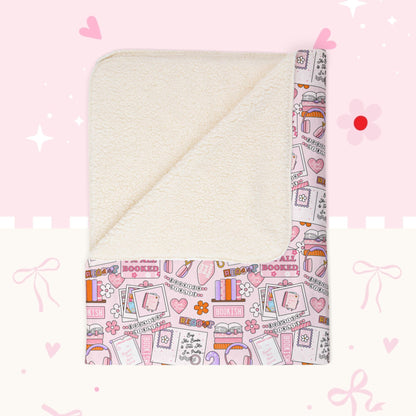 Fleece Sherpa Blanket — Cozy Bookie Girl Pattern