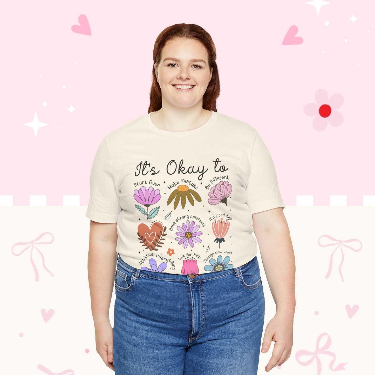 It's Okay to Grow Tee — Floral Self-Care Graphic T-Shirt