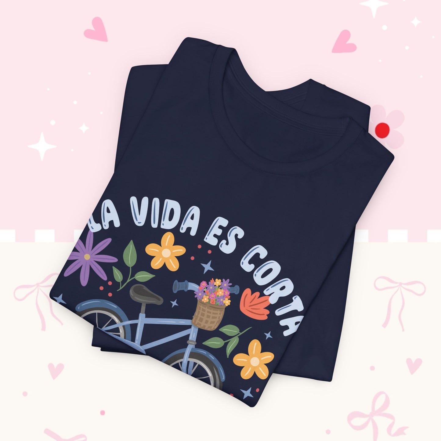 La Vida Es Corta Bicycle Tee — "Disfruta El Viaje" Floral Bike Shirt