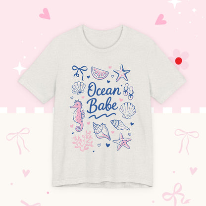 Ocean Babe T-Shirt — Cute Seashell & Seahorse Graphic Tee