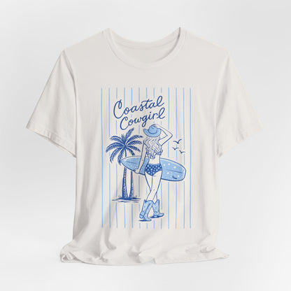 Coastal Cowgirl Graphic Tee – Retro Surf Girl Shirt