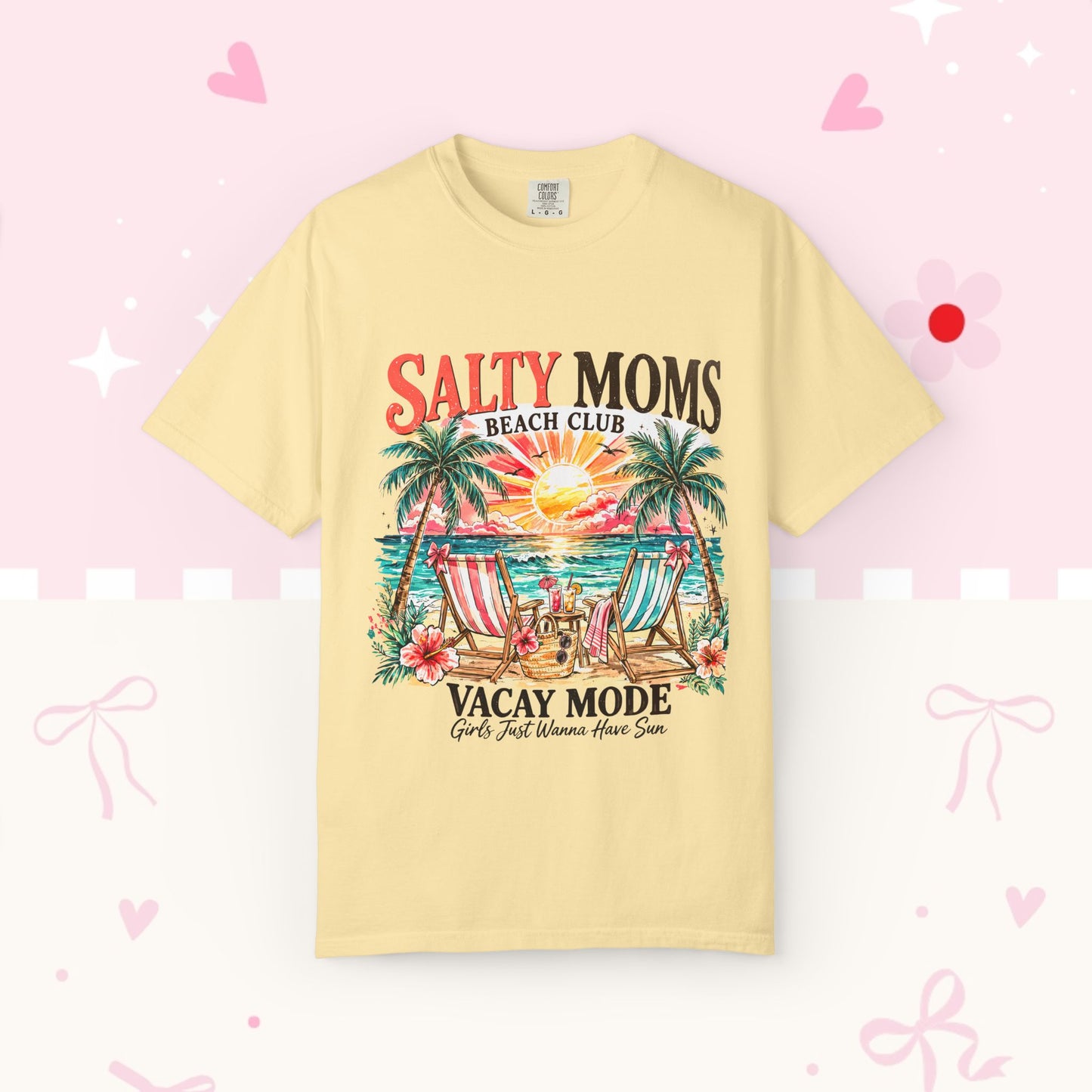 Salty Moms Beach Club T-Shirt — "Vacay Mode" Retro Palm Beach Tee