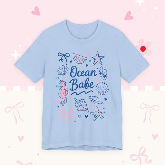 Ocean Babe T-Shirt — Cute Seashell & Seahorse Graphic Tee