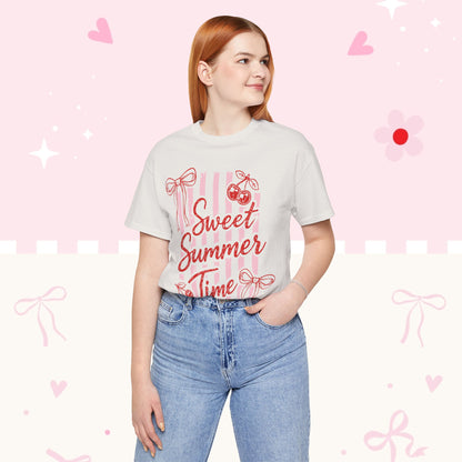 Sweet Summer Time Tee — Pink Cherry & Bow Graphic T-Shirt