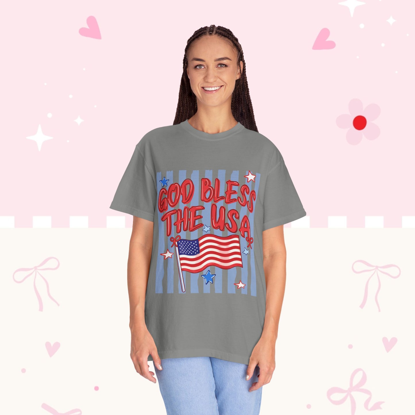 God Bless The USA Patriotic T-Shirt — American Flag 4th of July Tee