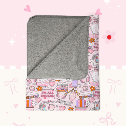 Fleece Sherpa Blanket — Cozy Bookie Girl Pattern