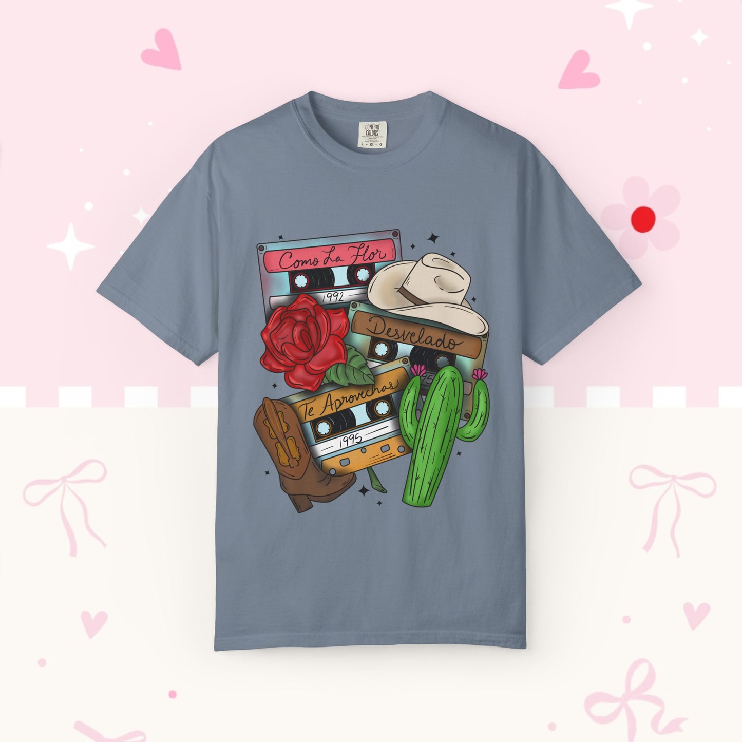 Retro Cassette & Cactus T-Shirt — 'Canción de Amor' Vintage Mexican Music Tee