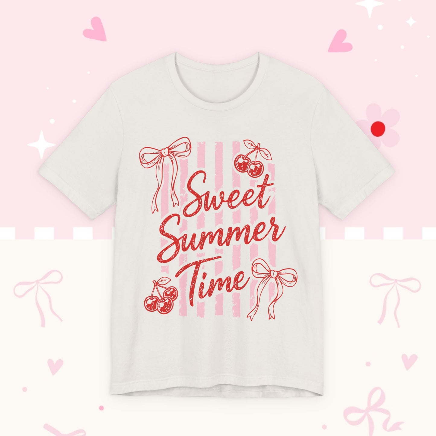 Sweet Summer Time Tee — Pink Cherry & Bow Graphic T-Shirt