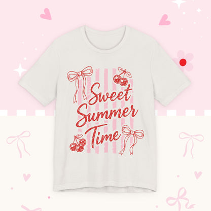 Sweet Summer Time Tee — Pink Cherry & Bow Graphic T-Shirt