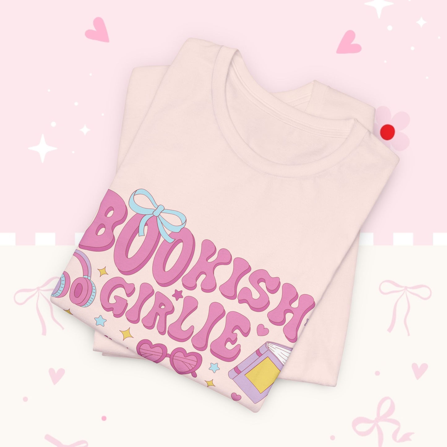 Bookish Girlie Tee — Cute Pink Reading T‑Shirt for Book Lovers