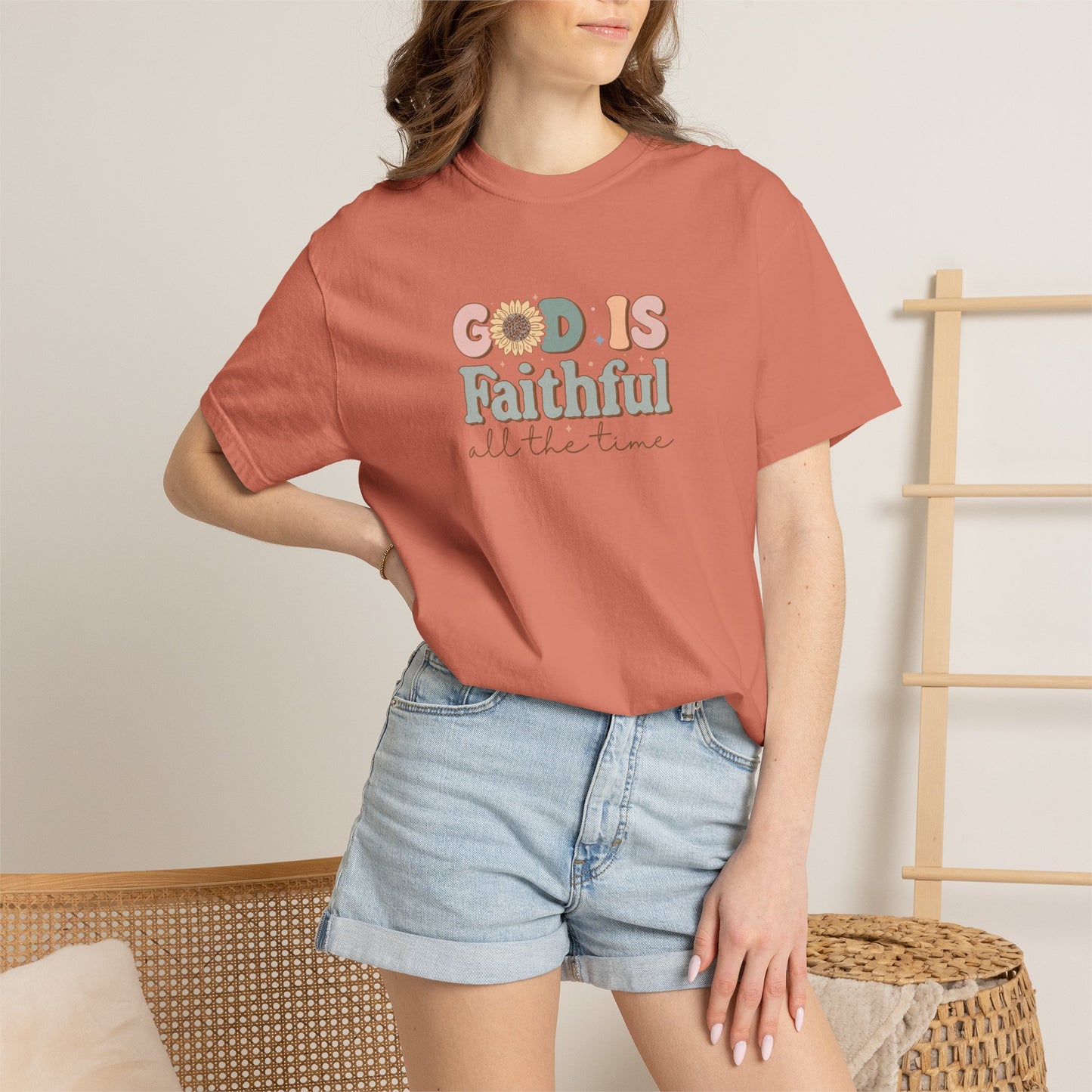 God Is Faithful T-Shirt — Vintage Pastel Christian Tee ("God Is Faithful All the Time")