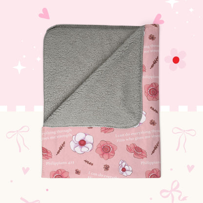 Floral Pink Fleece Sherpa Blanket — Cozy Rose Pattern Throw for Girls & Teens