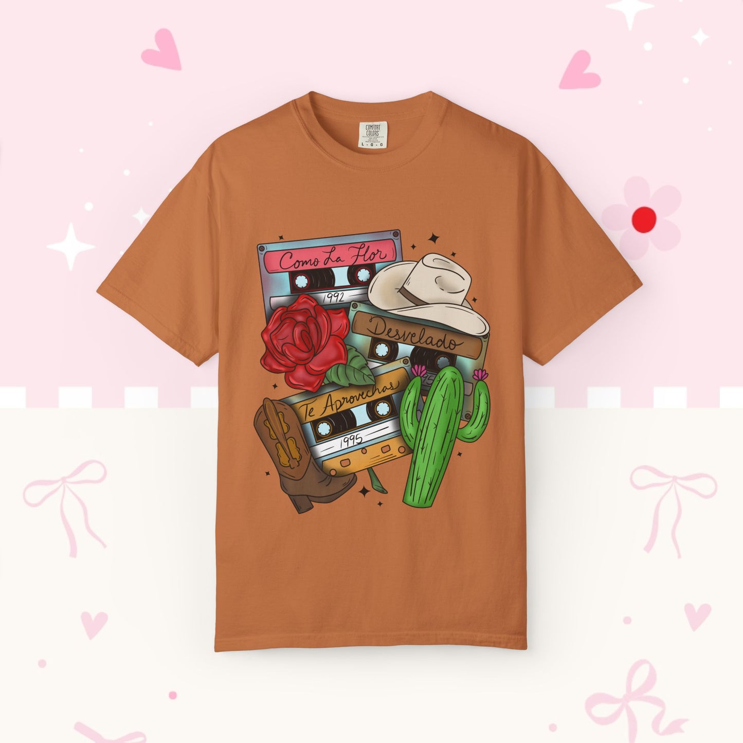 Retro Cassette & Cactus T-Shirt — 'Canción de Amor' Vintage Mexican Music Tee