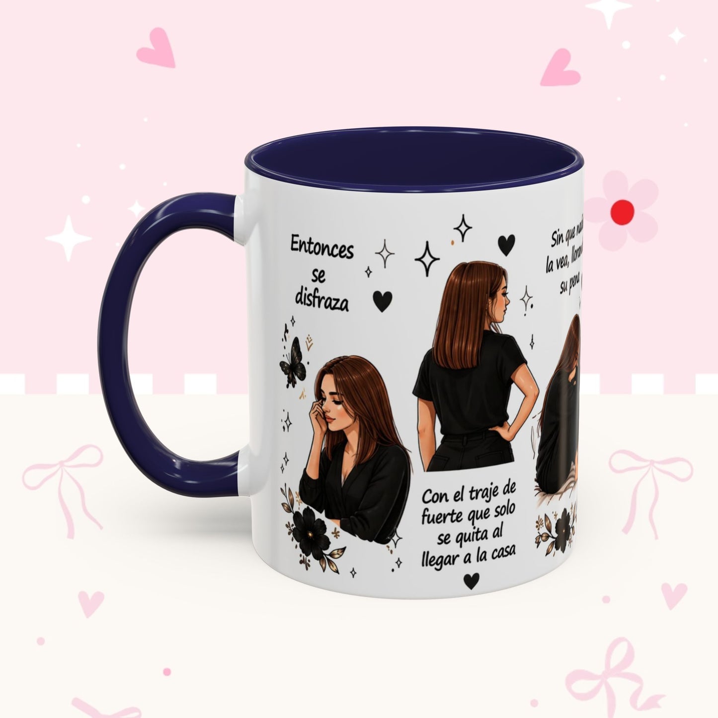 Inspirational Spanish Quote Accent Coffee Mug — 'Ella baila, descansa, se ríe sola'