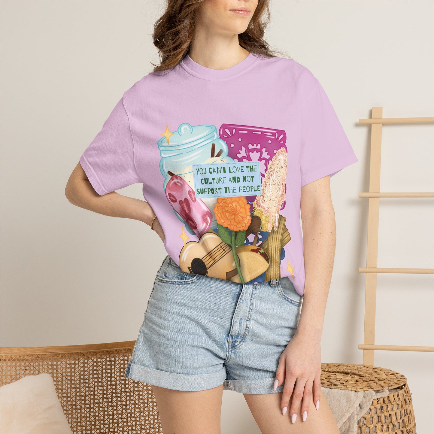 T-Shirt — Hispanic Culture Floral & Instrument Graphic