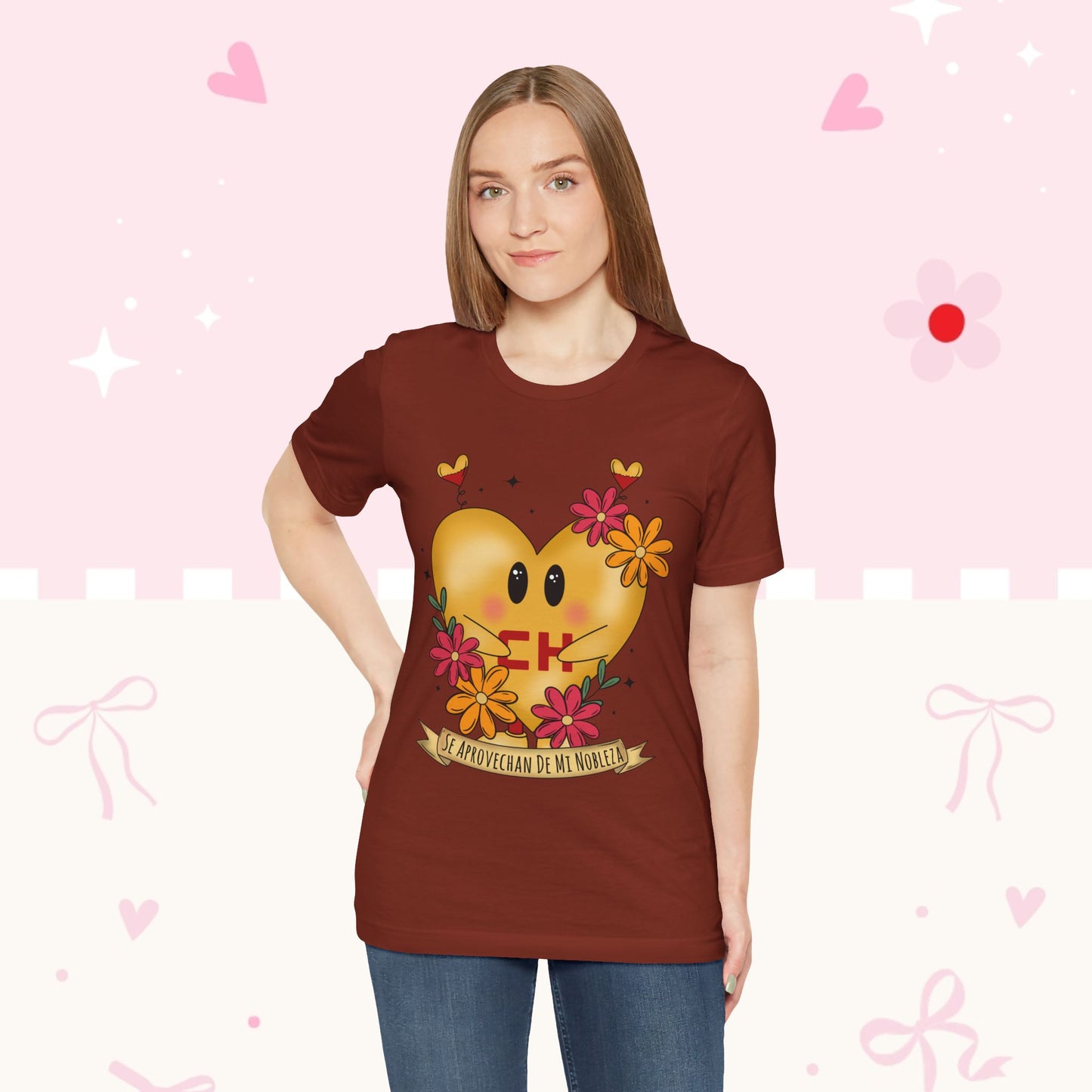 Heart Emoji Floral Tee — "Se Aprovechan de Mi Nobleza" Cute Spanish Pride T-Shirt