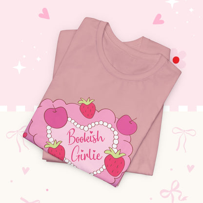 Cake Cutie Tee — “Bookish Girlie” Pink Strawberry Graphic T‑Shirt