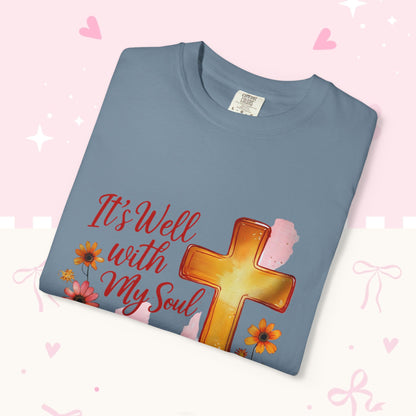 It's Well With My Soul T-Shirt — Christian Fall Pumpkin Cross Tee