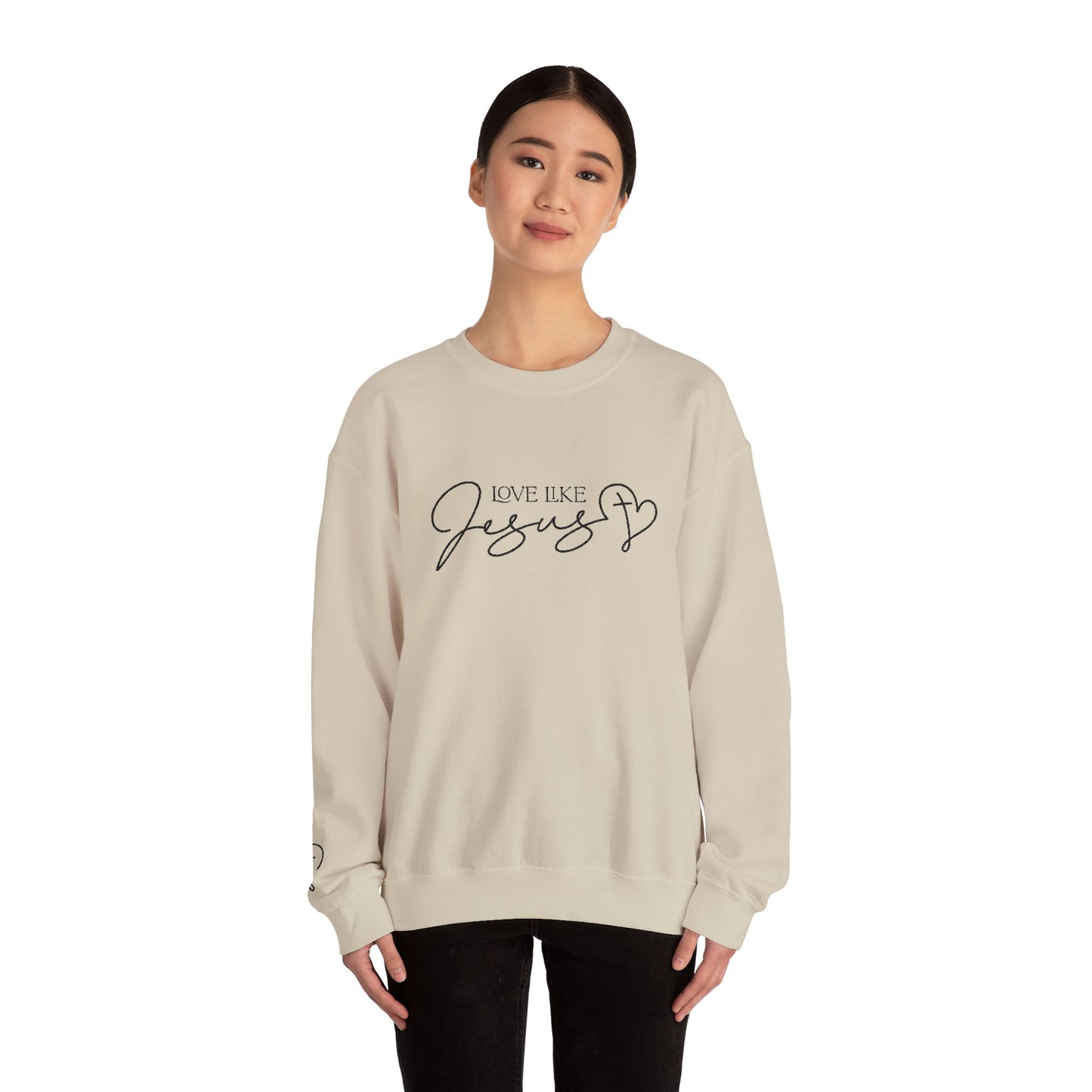Love Like Jesus Crewneck Sweatshirt — Christian Faith Pullover Embroidery