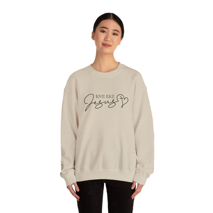 Love Like Jesus Crewneck Sweatshirt — Christian Faith Pullover Embroidery