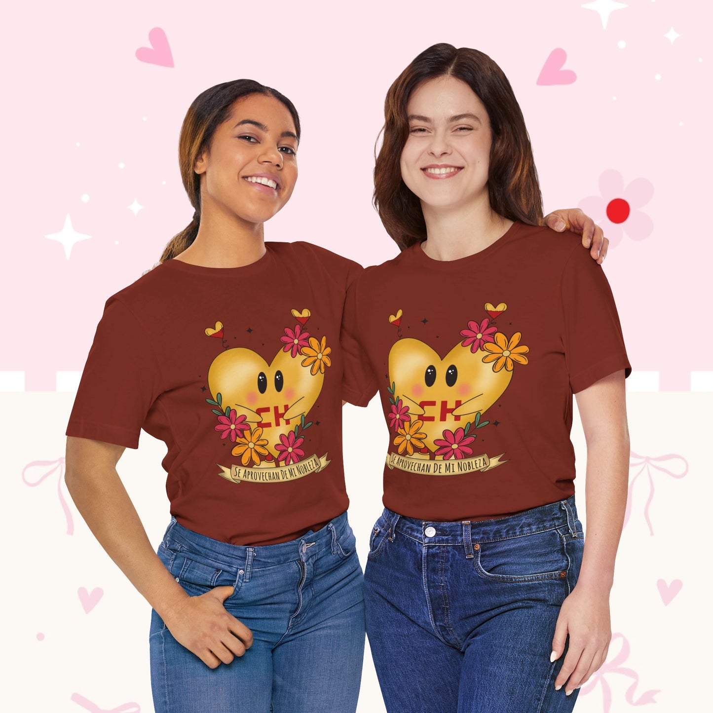 Heart Emoji Floral Tee — "Se Aprovechan de Mi Nobleza" Cute Spanish Pride T-Shirt