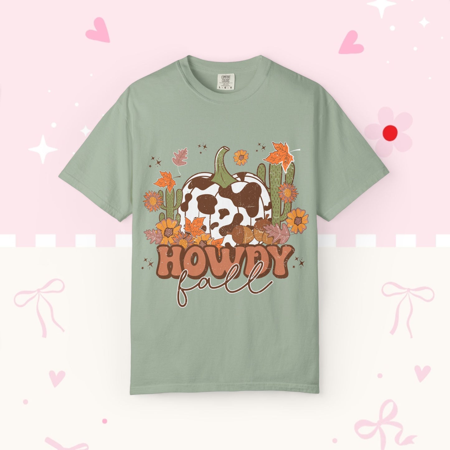 Howdy Fall T-Shirt — Cow Print Pumpkin Autumn Tee