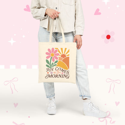 Joy Comes in the Morning Canvas Tote — Floral Sunrise Eco Shopper