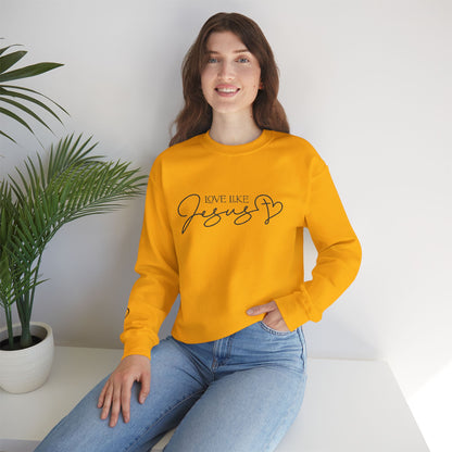 Love Like Jesus Crewneck Sweatshirt — Christian Faith Pullover Embroidery