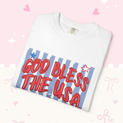God Bless The USA Patriotic T-Shirt — American Flag 4th of July Tee
