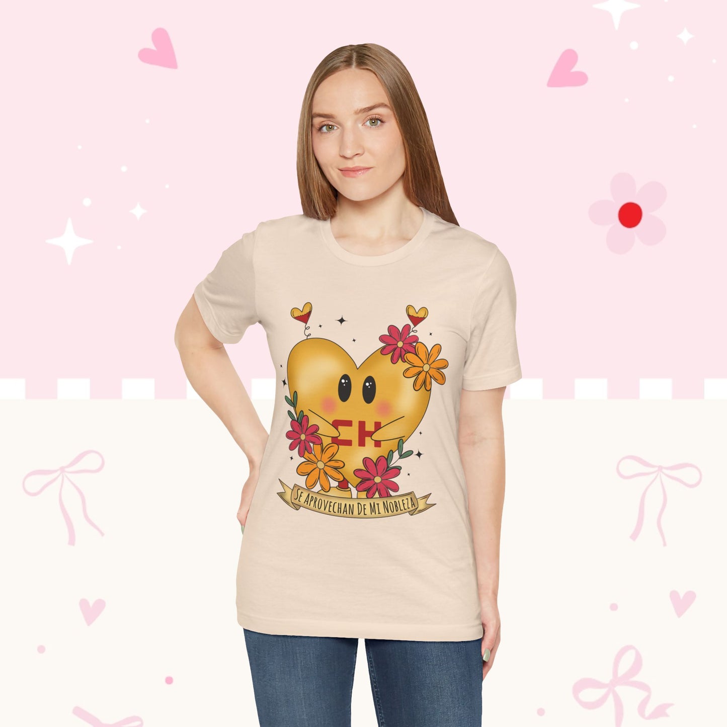 Heart Emoji Floral Tee — "Se Aprovechan de Mi Nobleza" Cute Spanish Pride T-Shirt